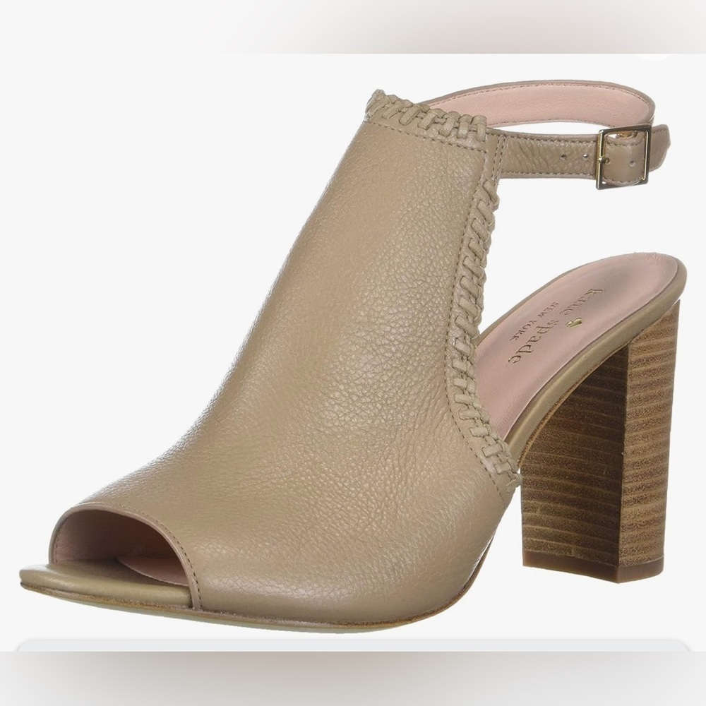 kate spade Beige Open-Toe Block Heel Sandal
